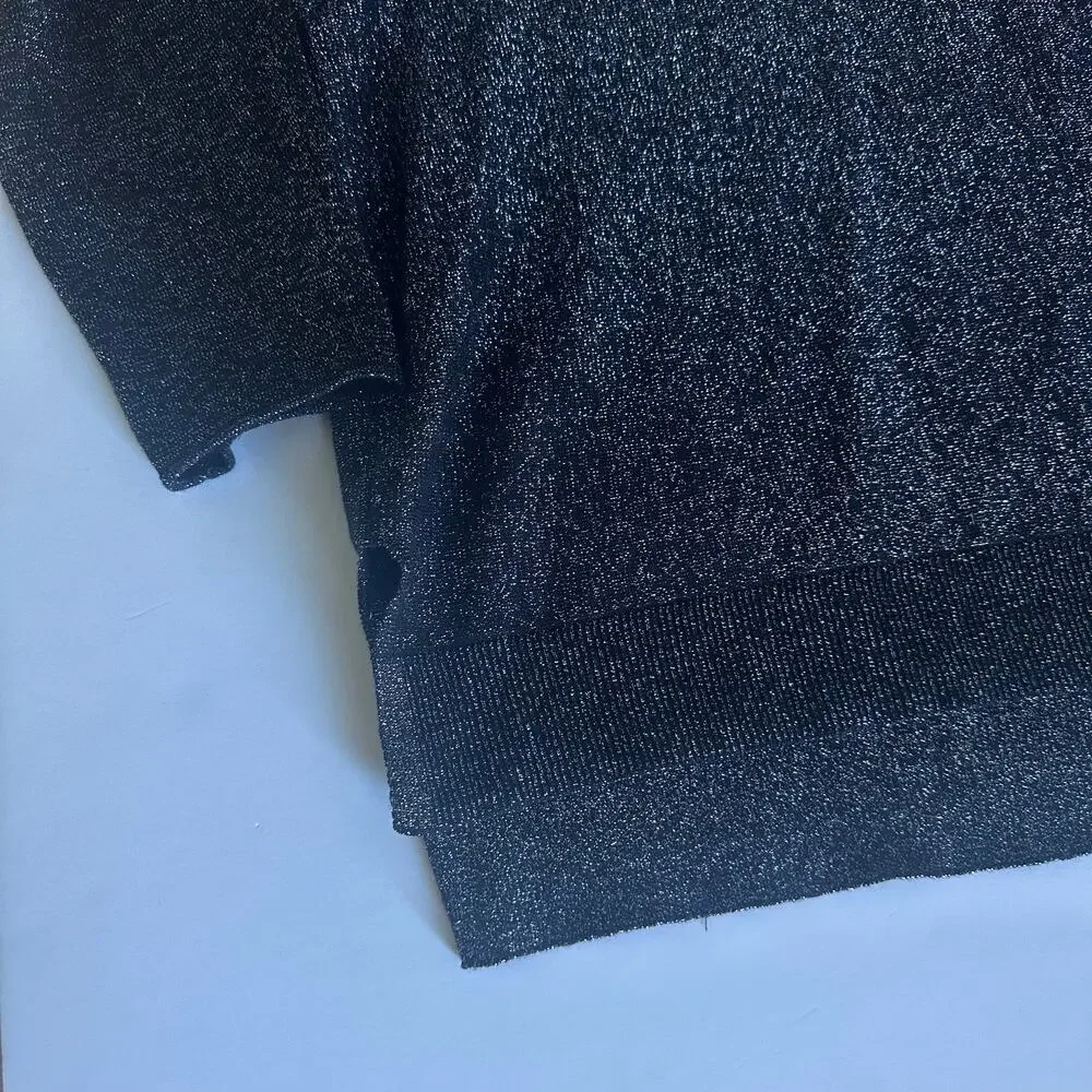 Michael Kors Black Silver Metallic Sparkle Sweater XL